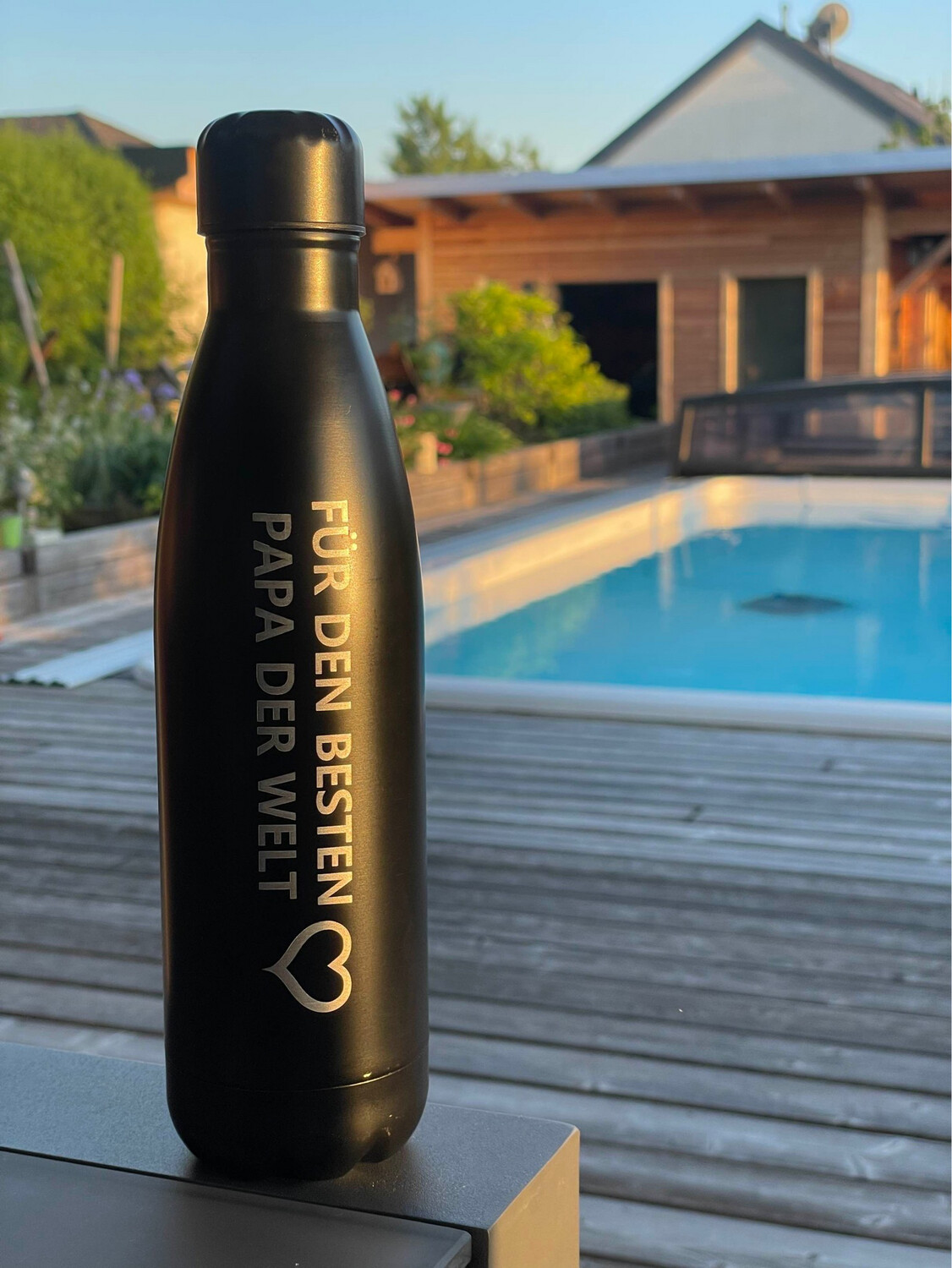 Trinkflasche schwarz Edelstahl