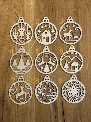 Christbaumschmuck aus Birkesperrholz (ca. 85 mm Durchmesser), Weihnachtsbaumschmuck