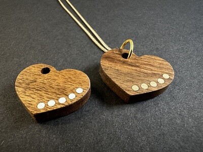 Herz Holzanhänger mit oder ohne Halskette in Stearling Silber 925 