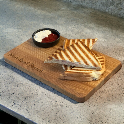 Snackbrett für Toast, Ripperl usw., Schneidebrett aus Buche oder Eiche 32x20x2cm