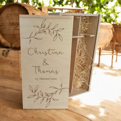 Weinkiste zur Hochzeit für zwei Flaschen 36 X 18 X 9 cm