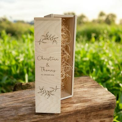 Weinkiste personalisiert zur Hochzeit für eine Flasche 36 X 9 X 9 cm