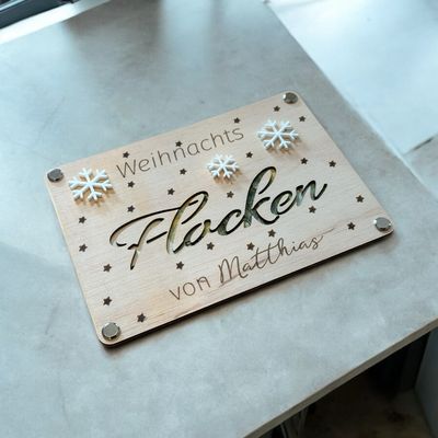 Grußkarte Geldgeschenk personalisiert aus Holz für Weihnachten