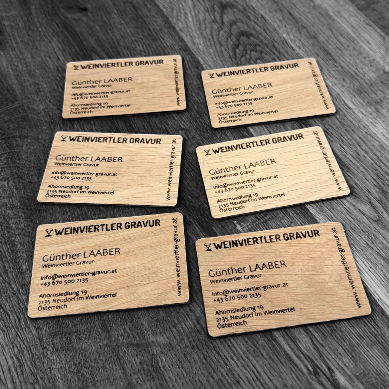 Visitenkarten aus Holz - Buche oder Eiche 🤩 Staffelpreise beachten 🤩 Mindestbestellmenge 10 Stück