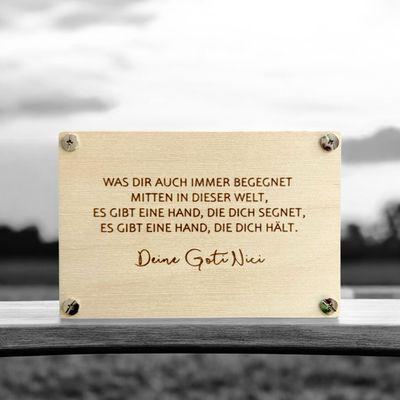 Grußkarte Geldgeschenk aus Holz zur Kommunion oder Firmung mit Trockenblumen