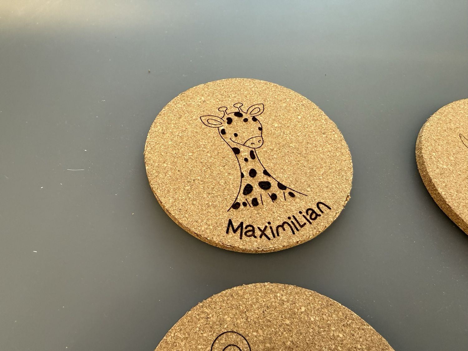 Untersetzer einzeln aus Kork für die nächste Kindergeburtstagsparty personalisiert, Kork,