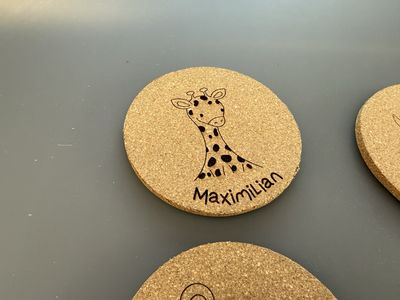 Untersetzer einzeln aus Kork für die nächste Kindergeburtstagsparty personalisiert, Kork,