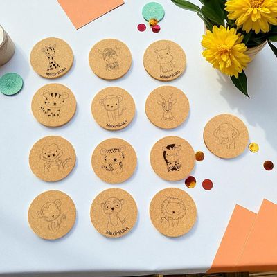 Untersetzer einzeln aus Kork für die nächste Kindergeburtstagsparty personalisiert, Kork,