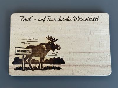 Jausenbrett mit Elch „Emil“ - auf Tour durchs Weinviertel, Fanartikel 🤩