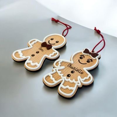 Lebkuchen Bub oder Mädchen aus Buchenholz mittels Lasergravur personalisiert mit 3D Effekt, Lebkuchenmännchen