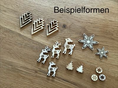 Laserteile Wunschmotiv aus verschiedenen Holzarten und in verschiedenen Größen