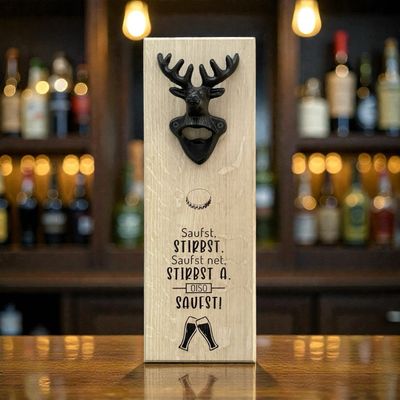 Flaschenöffner XXL Wandbrett Eiche