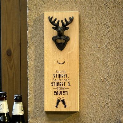 Flaschenöffner XXL Wandbrett Eiche