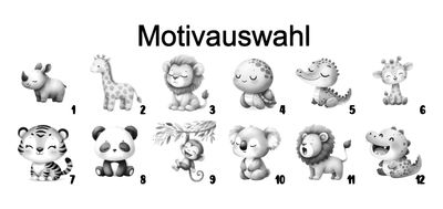 Messlatte für Kinder "WACHSE ÜBER DICH HINAUS!" mit Safari Motiv