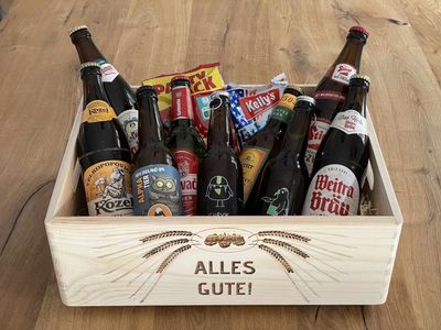 Geschenkkiste "ALLES GUTE!" im Hopfendesign