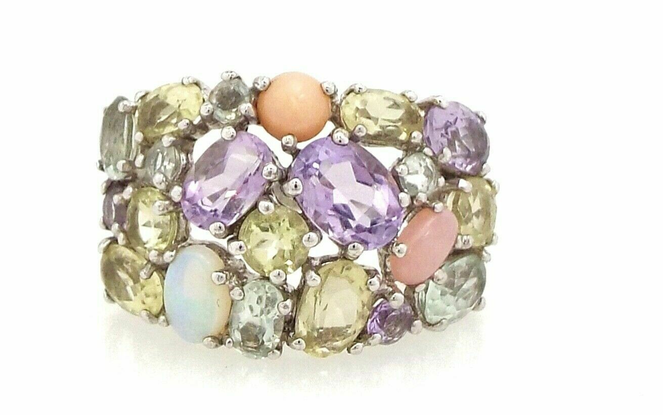 KN Designs Stunning Cluster Ring Sterling Silver Mix