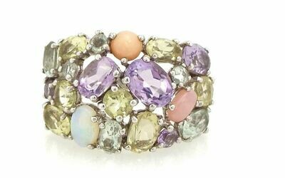 KN Designs - Stunning Cluster Ring - Sterling Silver & Mix Gemstones ~#3059