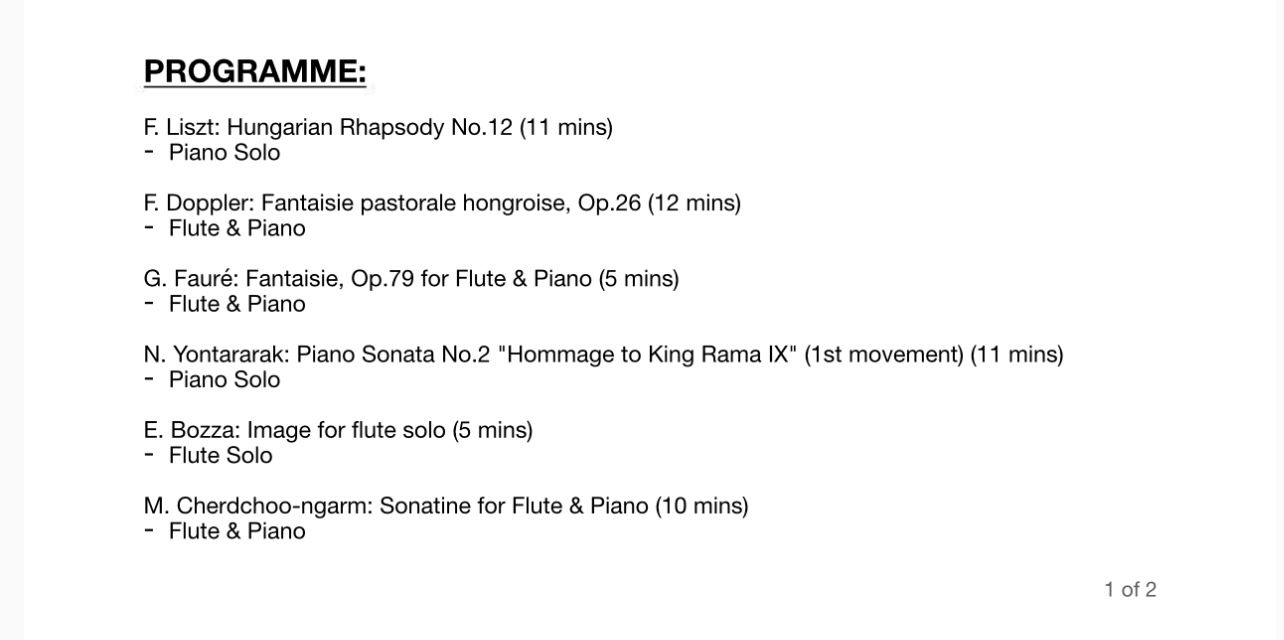 Pana Yontararak, Thailand, piano Boonya Nakdee, Thailand, Flute “Thai Folk and Classics” 09/09/2026, Son Marroig, Deia, 19:30