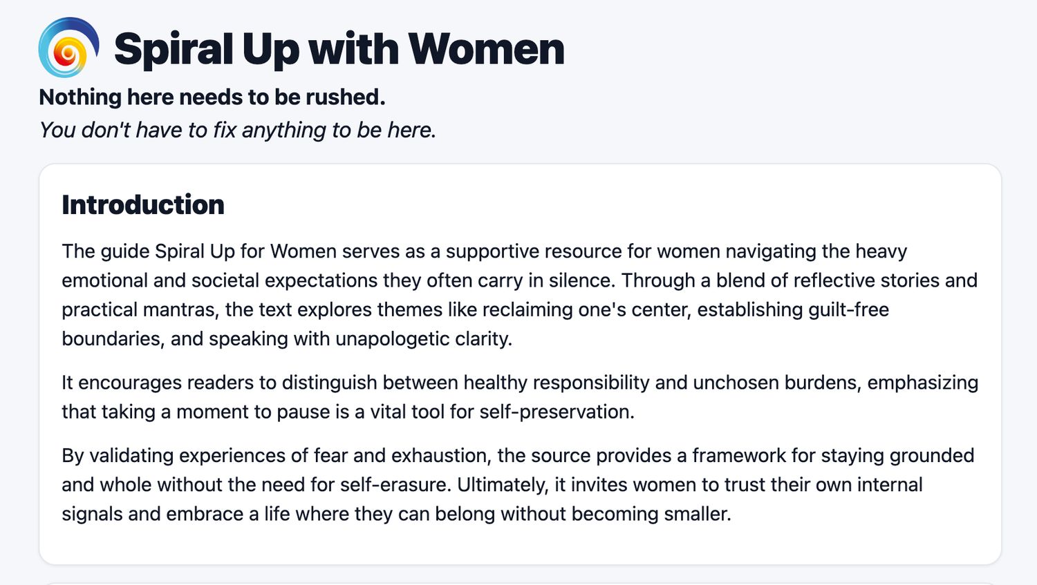 Spiral Up with Women Spiral Up with Women