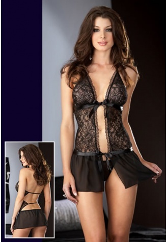Embroiderec Lace &amp; Mesh Babydoll