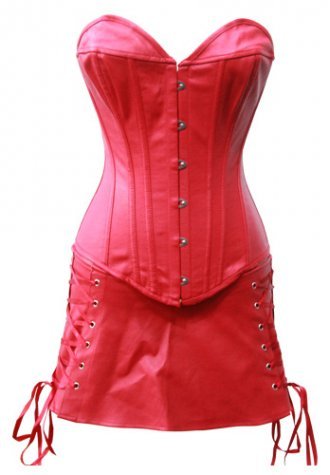PVC Leather long line bustier with mini skirt