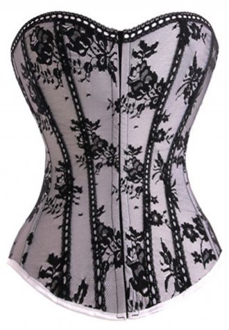 Elegant Oriental Satin Corset Bustier in Color White Black and Purple Black - Today&#39;s best price