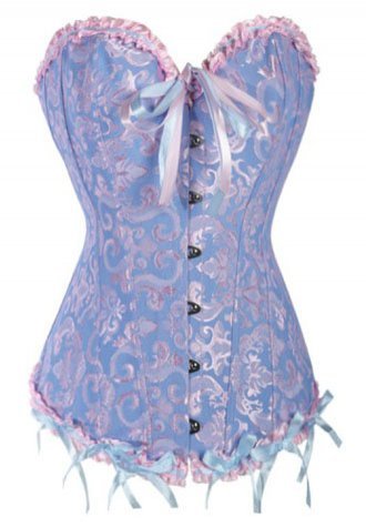 Blue Glamourous Jacquard Floral Overbust Corset Bustier- Reduced Price!