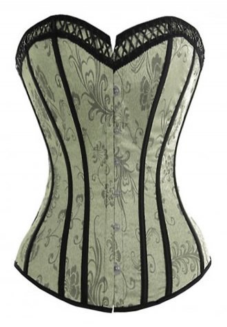 Grey Elegant Floral Print Overbust Corset Bustier