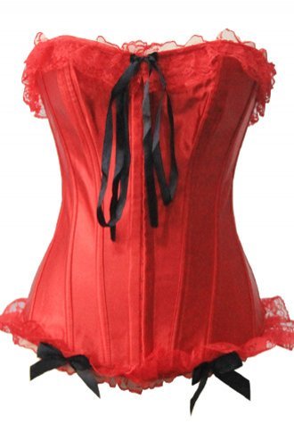 Sexy Satin Hot Red Corset Bustier with Ribbon Details