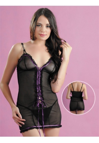 Sensation Sheer Ribbon Lace Chemise