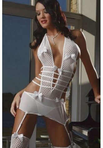 Strappy Chemise with Fishnet Accents
