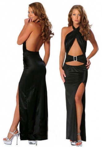 Sexy Satin Bare Back Long Gown