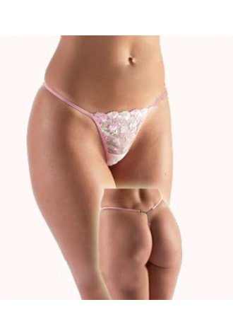Sheer lace g-string with metal back