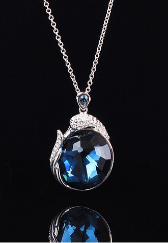 Dark Blue Gems With Swan Swarovski Crystal Necklace