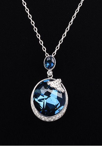 Sapphire Pendant Swarovski Crystal Necklace