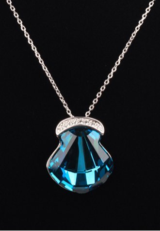 Shell Shaped Sapphire Swarovski Crystal Necklace