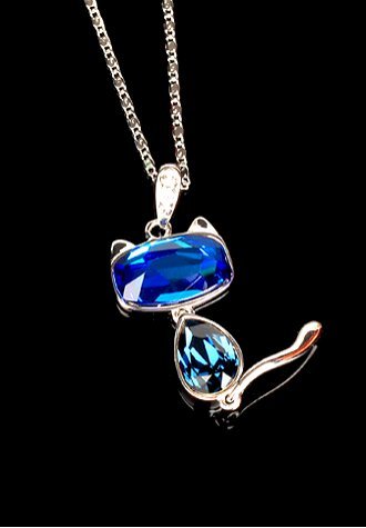Animal Cat Shaped Swarovski Crystal Fashion Necklace