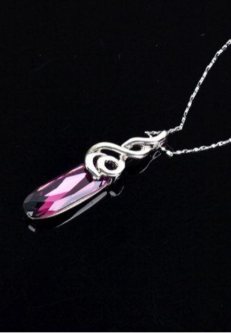 Claret--Colored Tears Shaped Swarovski Crystal Fashion Necklace