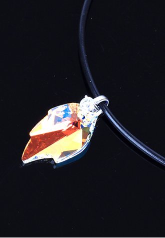 Multi Color Leaf Shaped Swarovski Crystal Fashion Necklace