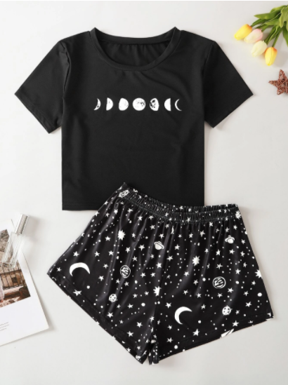 Conjunto de pijama con estampado de galaxia