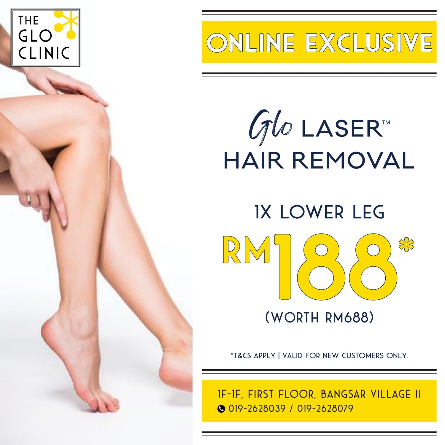 [ONLINE EXCLUSIVE] Glo Laser Hair Removal (Lower Legs)