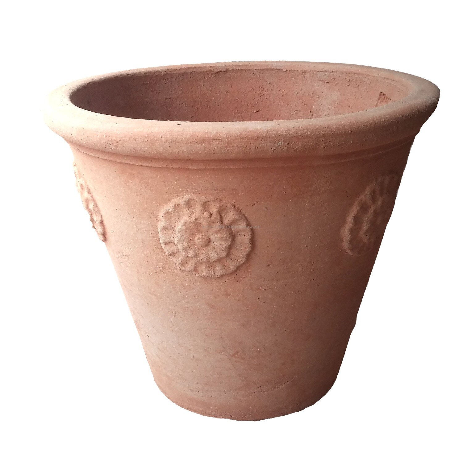 Vaso con rosette - Kleiner Terracotta-Topf mit Rosette Vaso con rosette - Kleiner Terracotta-Topf mit Rosette