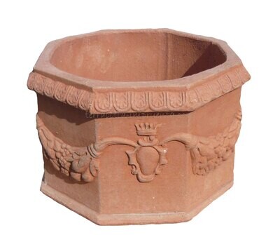 Ottagono ornato- Verzierter achteckiger Terracotta-Topf Ottagono ornato- Verzierter achteckiger Terracotta-Topf