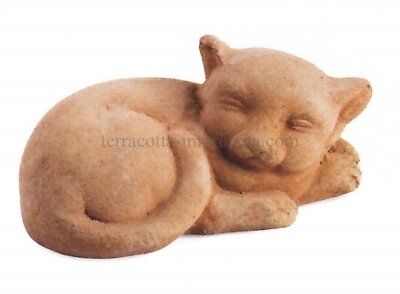 Gatto sdraiato- Die schlafende Terracotta-Katze