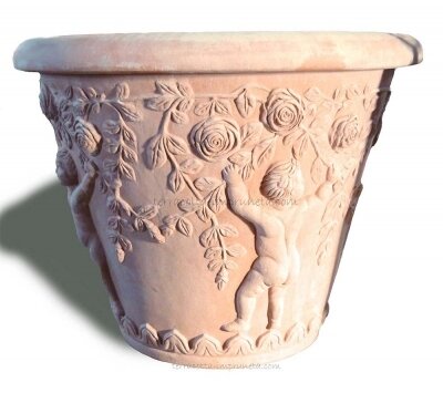 Vaso con putti e rose - Vase mit Putten und Rosen