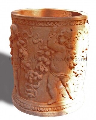 Cilindro alto putti - Hoher Terracotta-Zylinder mit Putten Cilindro alto putti - Hoher Terracotta-Zylinder mit Putten