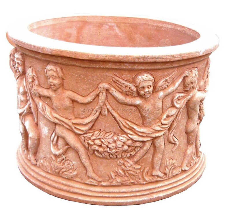 Cilindro con putti - Kleine Terracottazylinder mit Putten Cilindro con putti - Kleine Terracottazylinder mit Putten