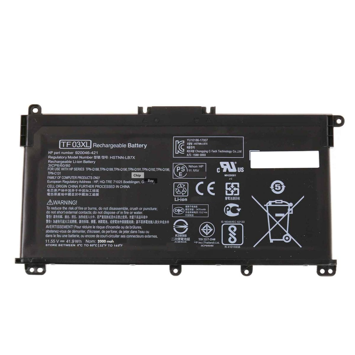 HP TF03XL HT03XL battery for Pavilion X360, pavilion 14-CD 14-CE 14-CF 14-CW, Pavilion 14-BF, 14-BK, 15-DA,15-CC, 15-CD, 15-CK compatible laptop battery