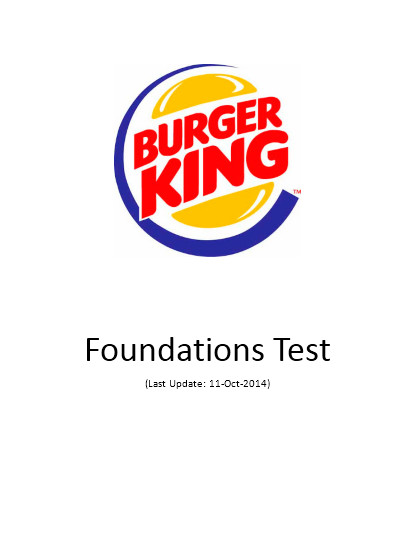 Burger King Foundations Test Guide