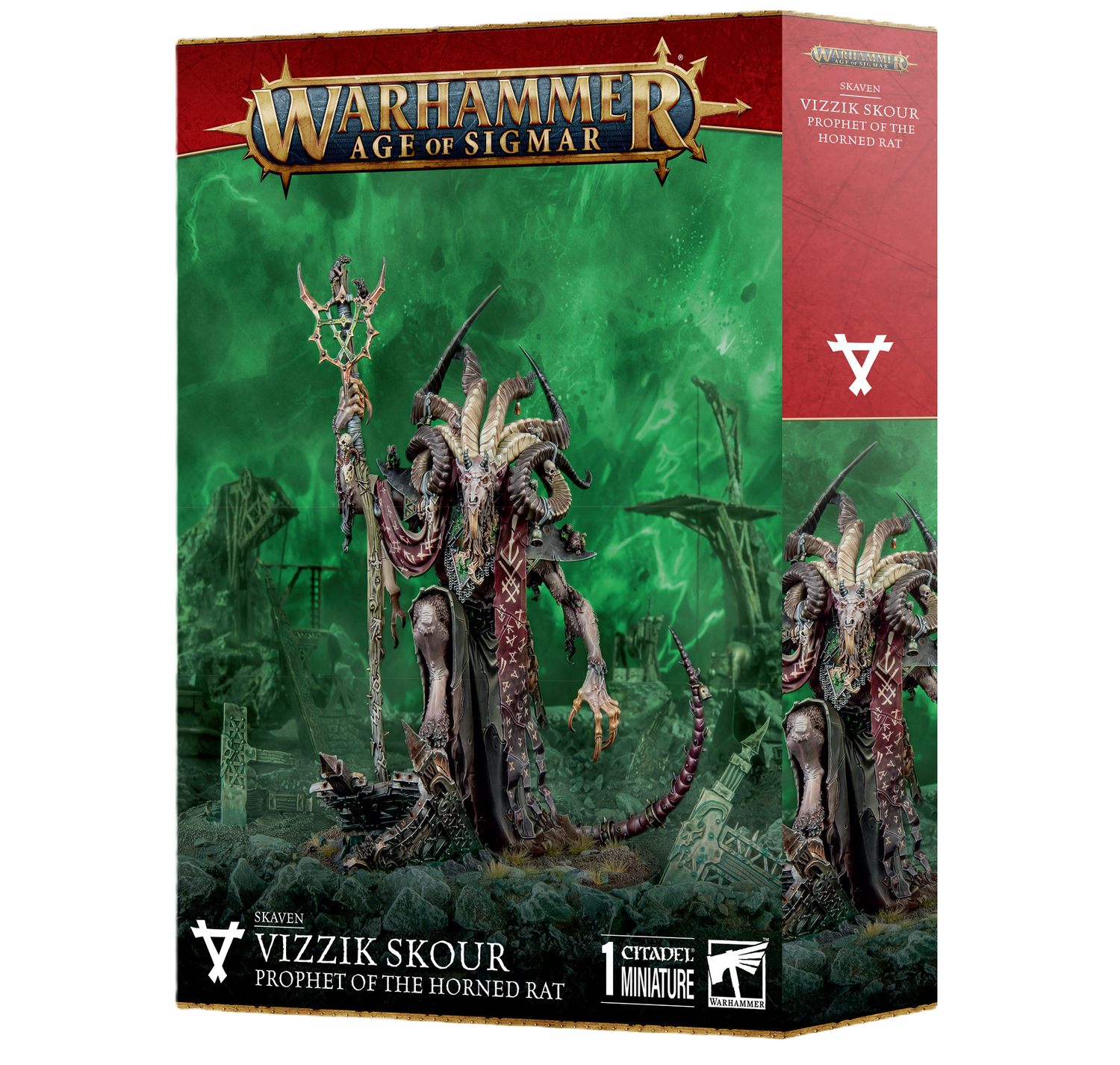 SKAVEN: VIZZIK SKOUR PROPHET HORNED RAT